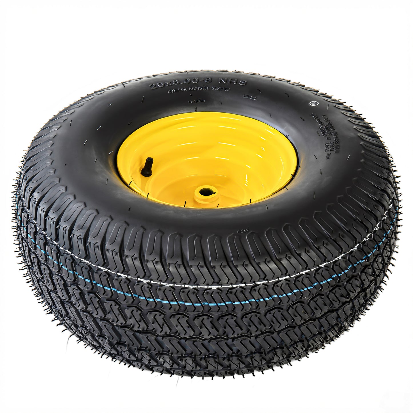 Set of 2 20x8.00-8 Lawn Mower Tires and Wheel Assembly, 4-Ply Tubeless Turf Tread Heavy Duty, 3.5" Centered Hub with 3/4" Bore and 3/16" Keyway, Yellow Steel Rim for Zero-Turn Mowers, 905 lbs Capacity image 10