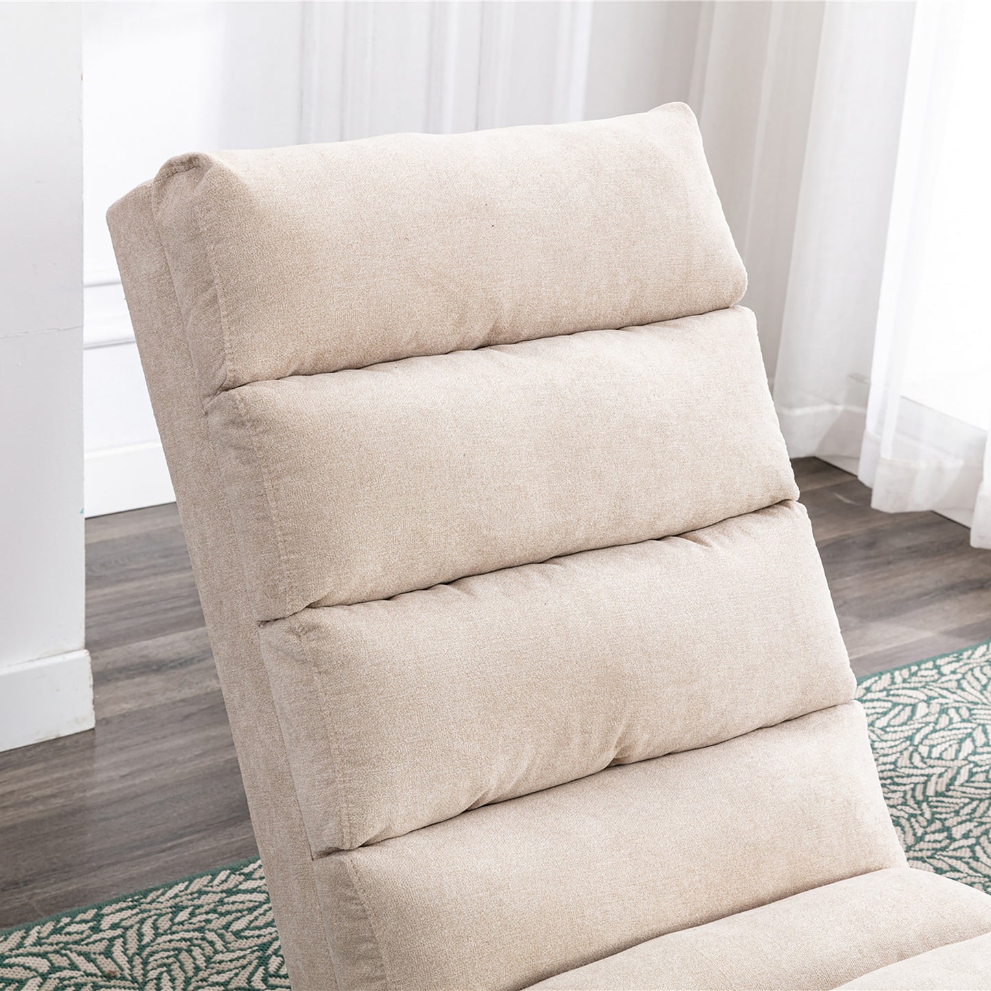 COOLMORE Luxury Upholstered Chaise Lounge Chair with Vibration for Relaxation, Modern Fixed Back Fabric Leisure Recliner Sofa for Living Room/Bedroom image 9