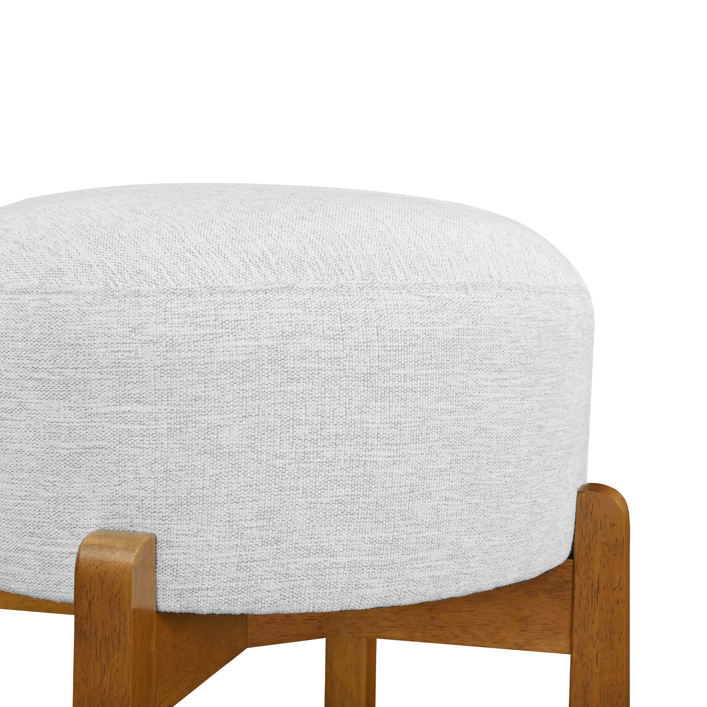 Vera Indoor Wooden Upholstered Barstool, Walnut Finish and Ivory Upholstery, Set of 2 image 7