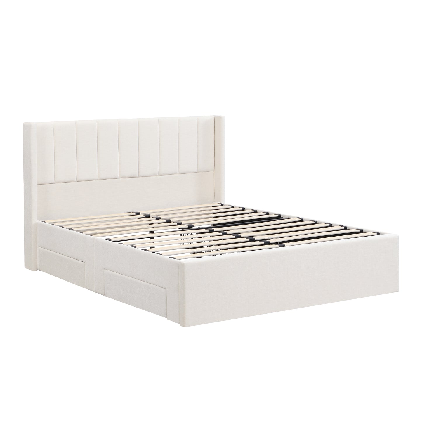 Large-capacity upholstered storage bed with drawers,Beige,Queen image 10