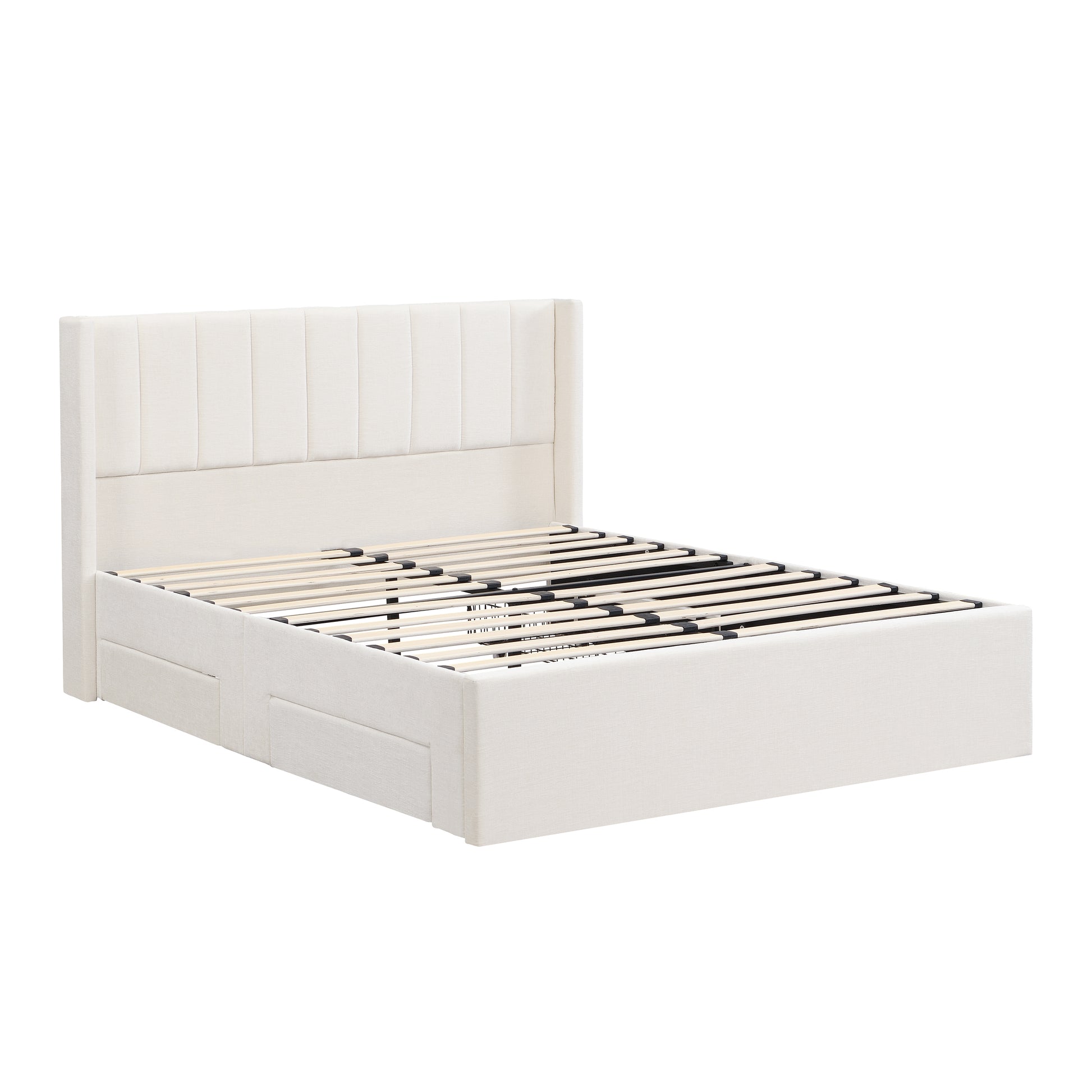 Large-capacity upholstered storage bed with drawers,Beige,Queen image 10