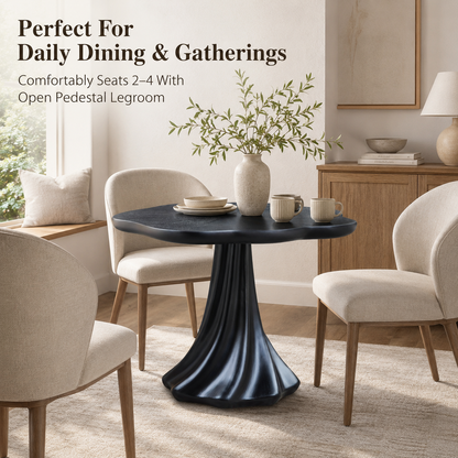 37" Black Sculptural Petal Dining Table – Modern Minimalist Dining Table, Seats 2-4 image 4