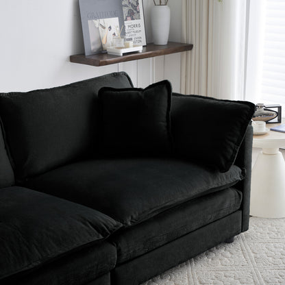 Chenille Fabric Ottomans Footrest to Combine with 2 Seater Sofa, 3 Seater Sofa and 4 Seater Sofa, Black Chenille image 7