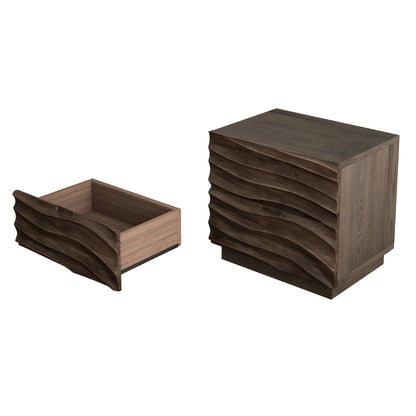 Solid Wood Nightstands, Bedside Table with 2 Drawers, No Handles, Sofa End Table for Living Room, Bedrooms,Brown image 11