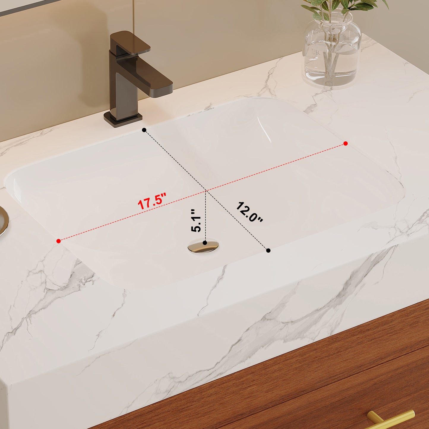 29.9" Modern Free-standing Bathroom Vanity with Sintered Stone Top Ceramic Undermount Sink & Bottom Shelf for Small Bathrooms, Apartment image 10