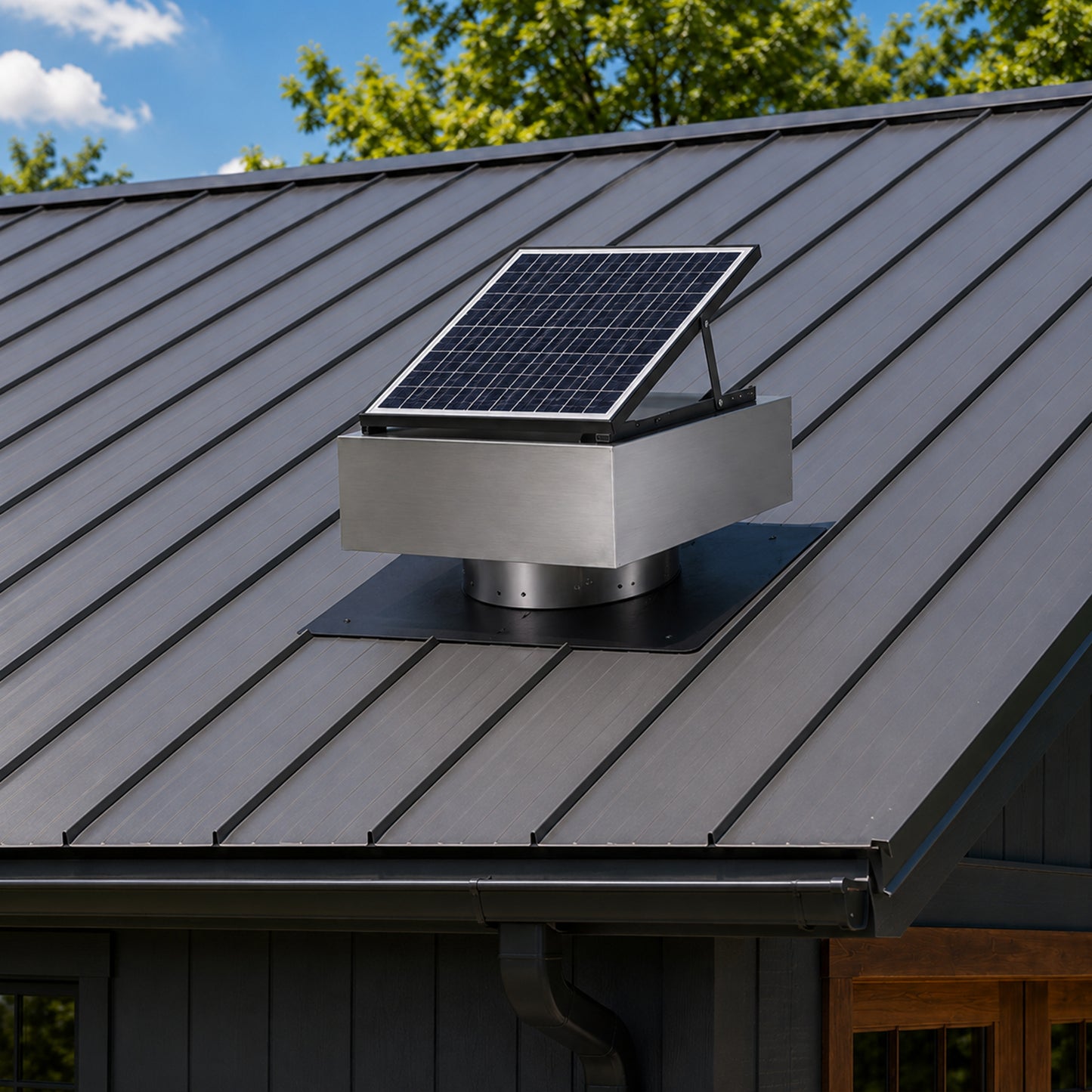 12" Stainless Steel Solar Roof Vent Fan,40W Tilt Adjustable Solar Panel,Dual Power 3-Speed Remote Attic Fan,1200 CFM,MPPT Controller Solar Ventilator for Attic,Garage,Greenhouse,Warehouse image 3