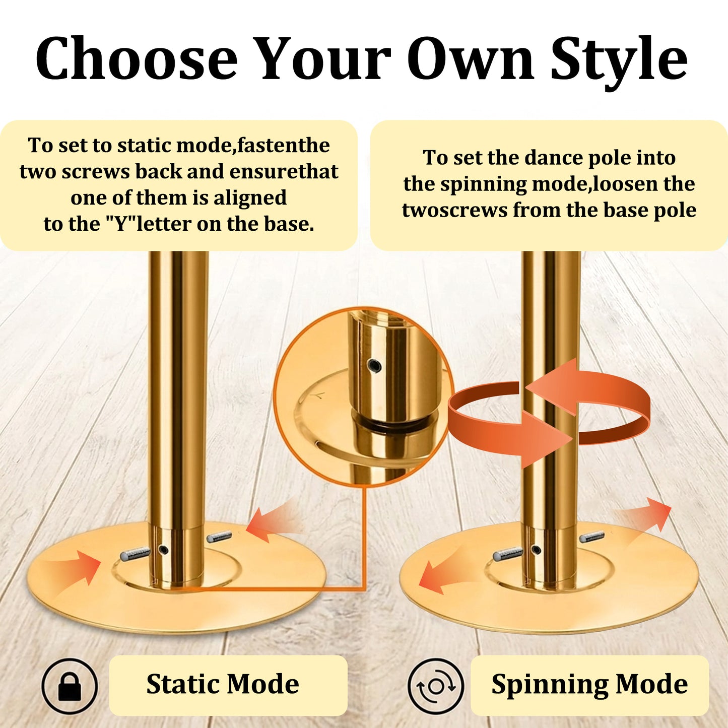 Professional Dancing Pole Kit, Heavy-Duty Steel Dance Pole, Height Adjustable Removable Spinning Static Dual Mode, Portable Dance Equipment for Home, Studio, Gym and Stage Performance image 10