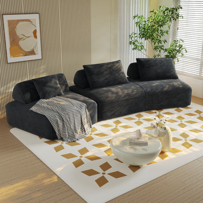 139" Modern Light Luxury Oversized Modular Sectional Sofa Set,DIY Upholstered Fluffy Chenille Sofa with Removable Backrests and Soft Pillows,Deep Seat Couch & Sofa Bed for Living Room,Office,Dark Grey image 3