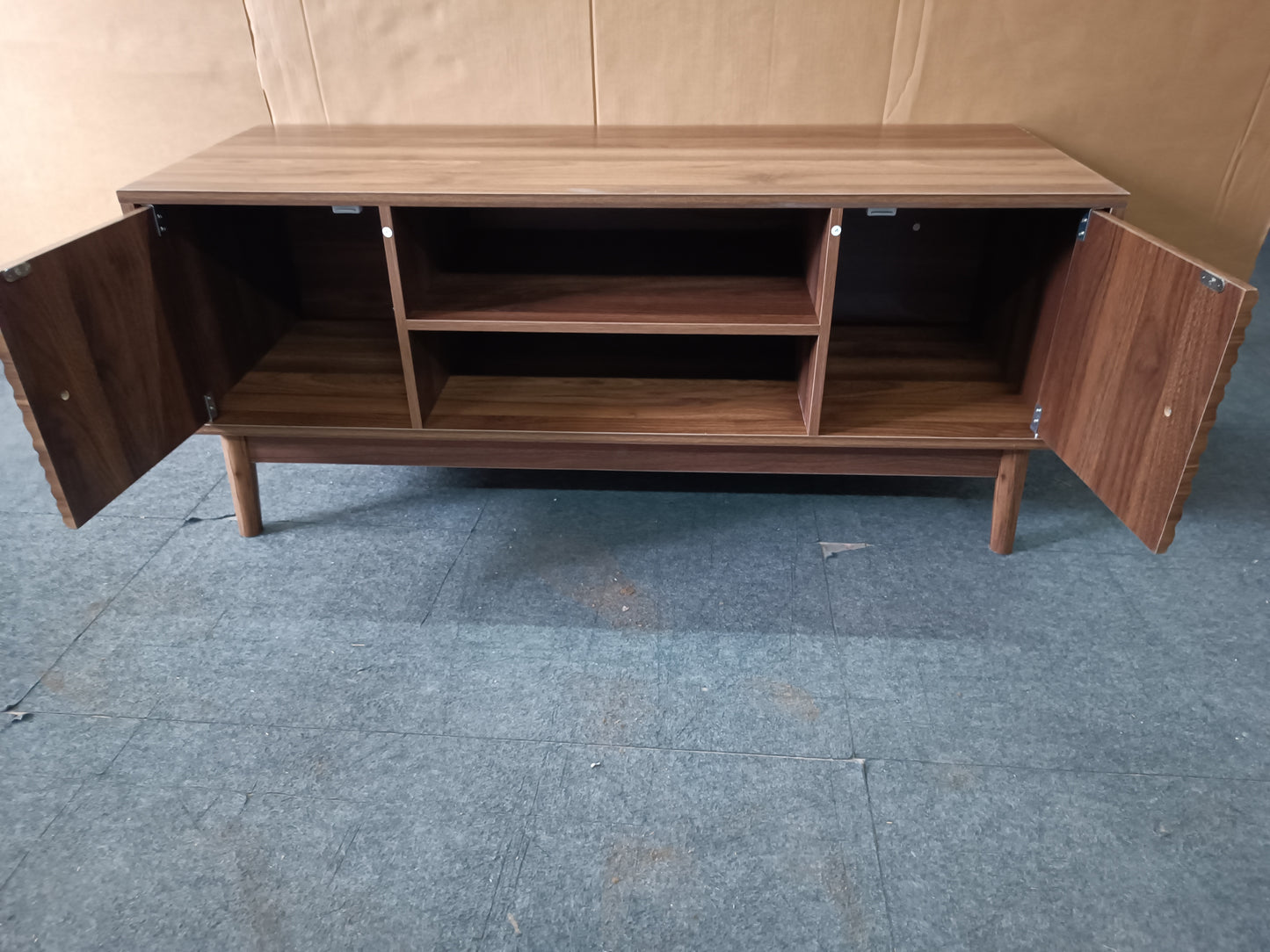 43.31 inch TV Stand, Mid-Century Modern TV Stand for 32/45 inch TV, Entertainment Center with Storage, Media Console Table for Living Room and Bedroom, Walnut image 6