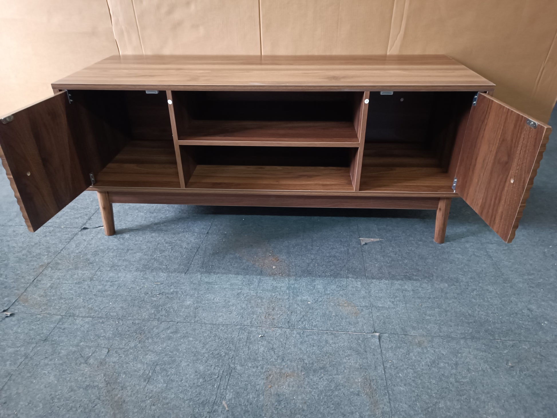 43.31 inch TV Stand, Mid-Century Modern TV Stand for 32/45 inch TV, Entertainment Center with Storage, Media Console Table for Living Room and Bedroom, Walnut image 6