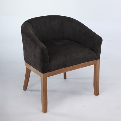 Mid Century Modern Upholstered Barrel Dining Chairs with Arms,Farmhouse Linen Kitchen & Dining Room Chairs with Natural Hardwood Frame, 19" W Accent Chairs,Single Pack,Charcoal Gray,SW1891BK image 4