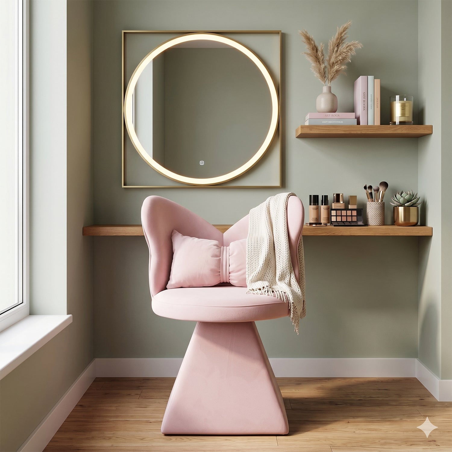 Vanity Chair with Butterfly Back,Swivel Accent Chair Dining Chairs,Makeup Stool for Bedroom Dressing Table,Suitable for Living Room,Dining Room,Study,Recreational Areas (PINK) image 4