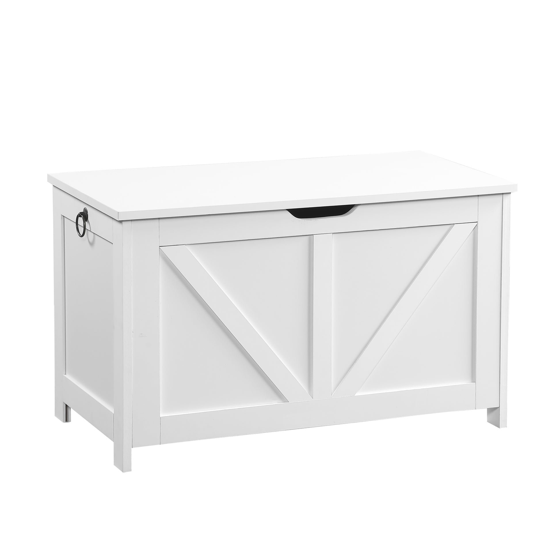 Storage Chest,Storage Bench,Retro Toy Box Organizer,Entryway Storage Bench with 2 Hinges,Easy Assembly,White image 2
