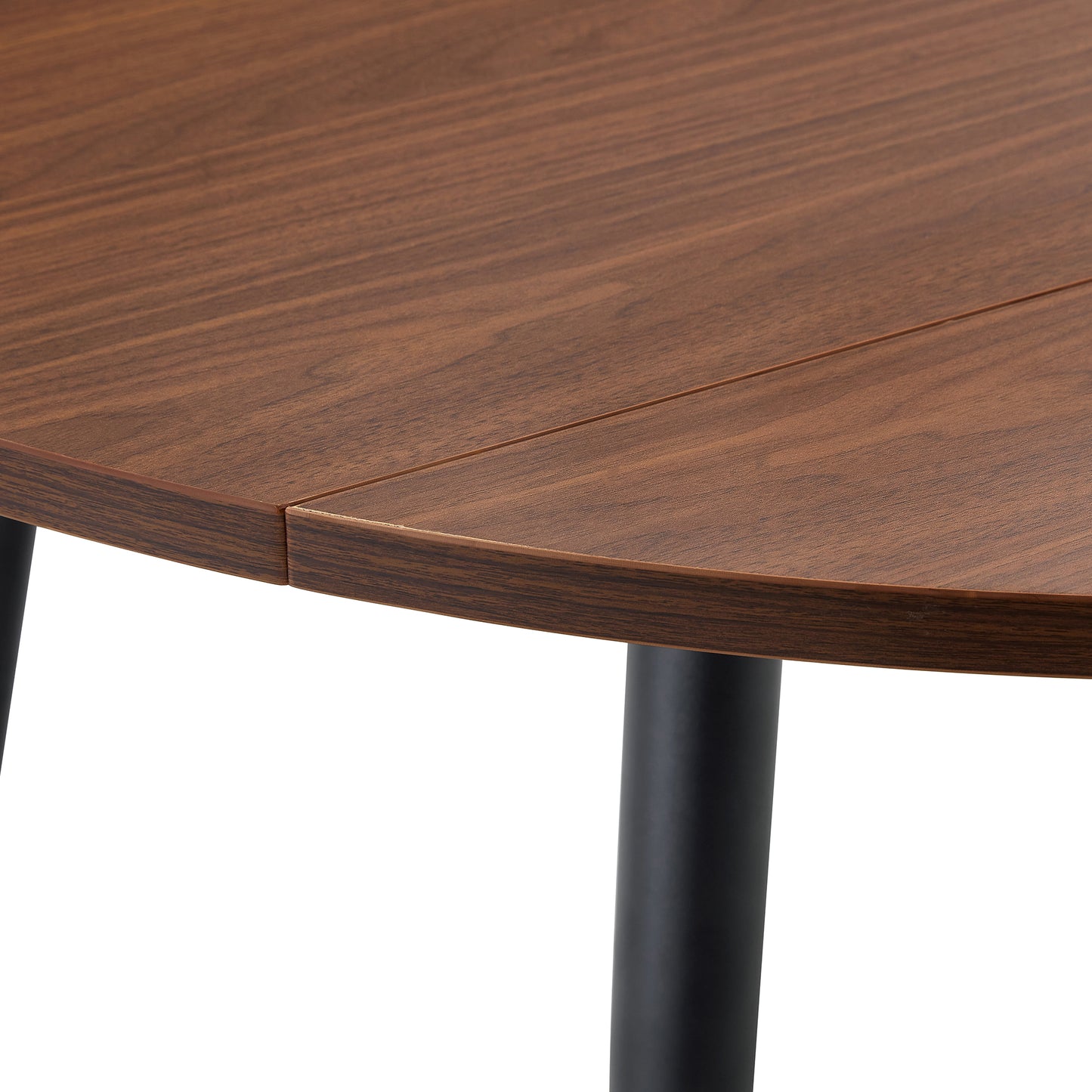 With a clever retractable mechanism, the Walnut Grain MDF table top and black metal legs and has a smooth and delicate surface.The unique look creates the sleek silhouette of a modern home. image 4
