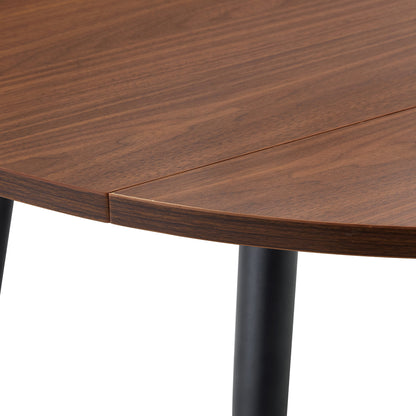 With a clever retractable mechanism, the Walnut Grain MDF table top and black metal legs and has a smooth and delicate surface.The unique look creates the sleek silhouette of a modern home. image 4