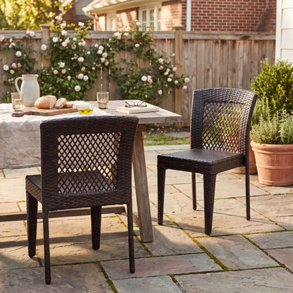 Outdoor Dining Chairs Set of 2, Stackable Chairs with UV-Resistant PE Rattan and Steel Frame, for Patio, Garden, Balcony, Supports 400lbs image 1