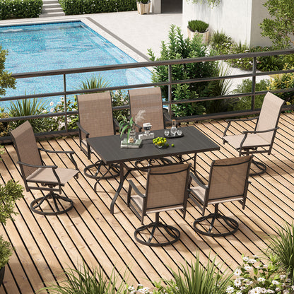 Outdoor Dining Chairs Set of 2, 360°Swivel Patio Dining Chair with Textilene Fabric, Outdoor Metal Armchair All Weather Resistant, Ergonomic Comfort, Perfect for Patio, Backyard, Balcony image 11