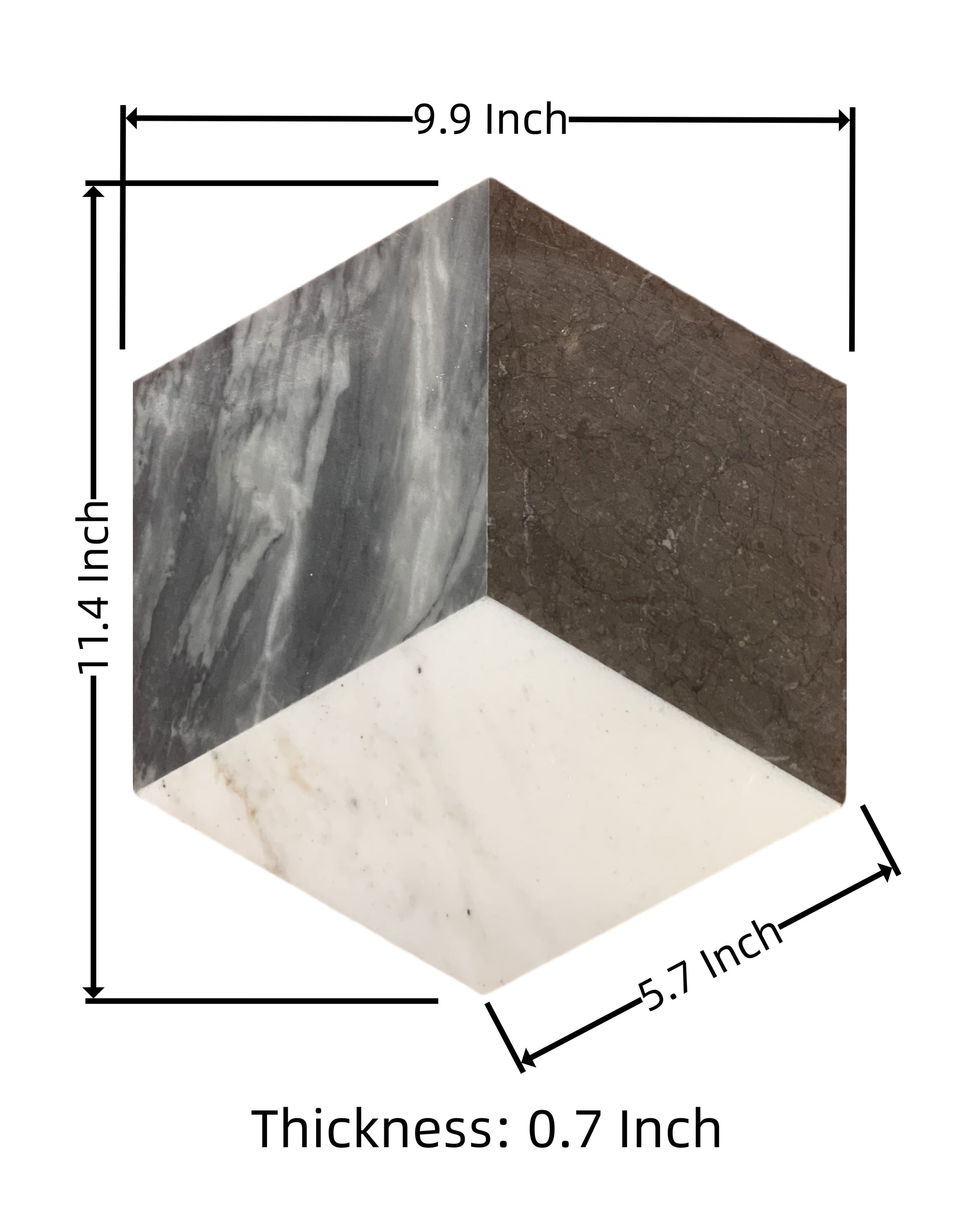Hexagon Waterjet marble,White Gray Black 3 color, natural marble, for floor and wall, polished marble tile, natural stone, genuine marble, real marble, 1 box 12 pcs image 3
