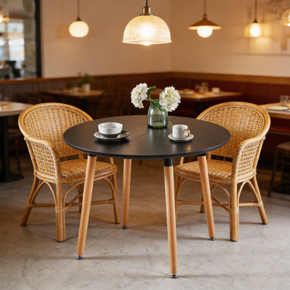 Extensible table,DINING TABLE,OFFICE TABLE,COFFEE TABLE,wood leg,MDF top,100/140/180x100x75cm,black color image 2