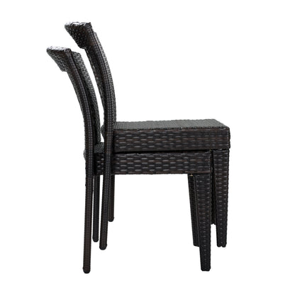 Outdoor Dining Chairs Set of 2, Stackable Chairs with UV-Resistant PE Rattan and Steel Frame, for Patio, Garden, Balcony, Supports 400lbs image 6