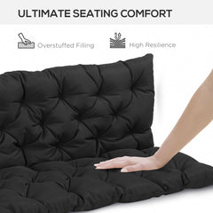 Outsunny Tufted Bench Cushions for Outdoor Furniture, 3-Seater Replacement for Swing Chair, Patio Sofa/Couch, Overstuffed, Includes Backrest, Black