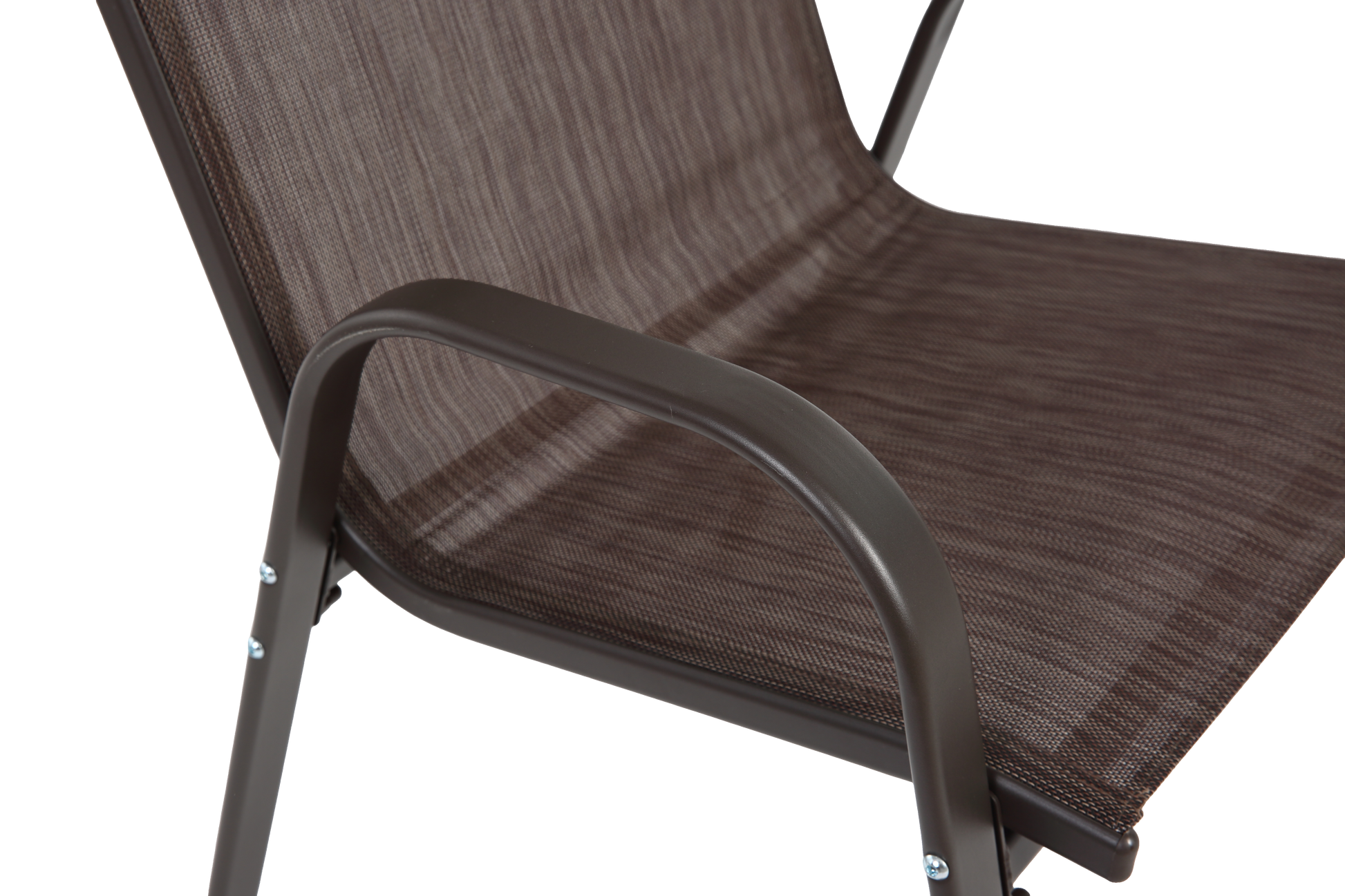 4 Piece Patio Chairs, Outdoor Camping Chairs with Breathable Textilene Fabric, Set of 2 Garden Chairs with Armrest High Backrest for Garden Patio Pool Beach Yard Space Saving (Brown) image 5