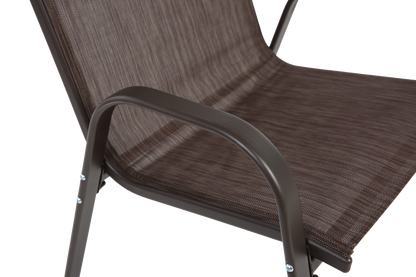 4 Piece Patio Chairs, Outdoor Camping Chairs with Breathable Textilene Fabric, Set of 2 Garden Chairs with Armrest High Backrest for Garden Patio Pool Beach Yard Space Saving (Brown) image 5