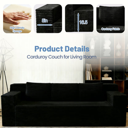 71" 3Setaser Sofa,Corduroy Fabric,Deep Seat Couches,Comfy Loveseat Sofa,No Assembly,1pcs for Living room, Bedroom,Conference room,Apartment image 6