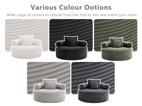 Round Sofa Bed with Memory Foam Sectional Couches for Living Room, Cloud Couch with three pillows, Black image 11