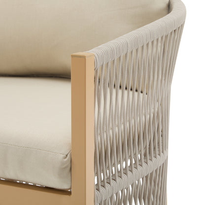 Modern Beige Curved Aluminum Lounge Chair with Stylish Rope-Weave Design and Cushioned Comfort, Perfect for Outdoor Living image 11