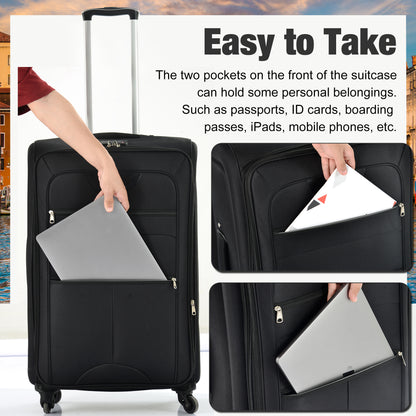 Softside Luggage Expandable 3 Piece Set Suitcase with Duffel Bag Upright Spinner Softshell Lightweight Luggage Travel Set-22/26/30 IN image 7