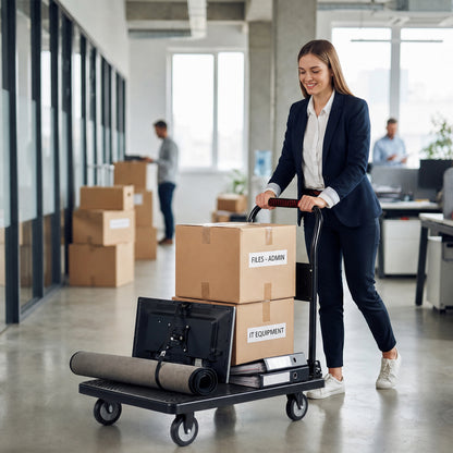 35-3/4" Long x 24" Wide Platform Truck, Foldable Handcart with 5'' TPR 360-Degree Silent Wheels, 660lbs Heavy-Duty Push Dolly Cart, 4 Steel Load-Bearing Beams for Warehouse Garage Home Use image 5