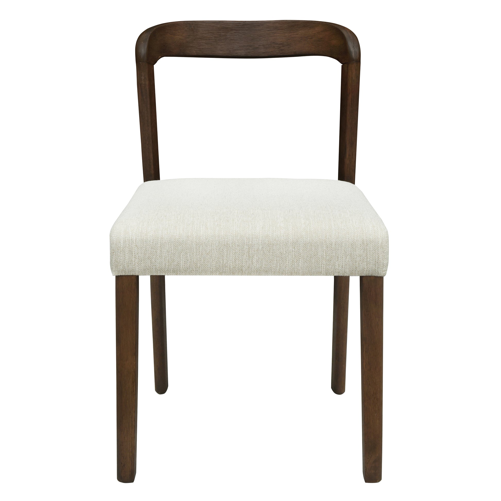 Solid Rubber Wood Dining Chairs(Walnut+Beige)Set of 2 image 4