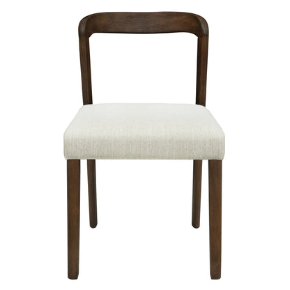 Solid Rubber Wood Dining Chairs(Walnut+Beige)Set of 2 image 4