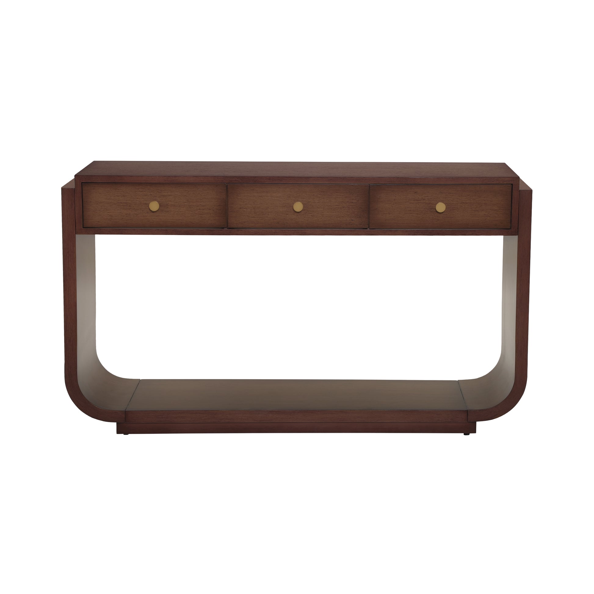 Classic-Style Console Table, 3 Storage Drawers, Display Shelf, Curved Legs, Painted Finish, Entryway/Hallway/Living Room, Walnut image 9