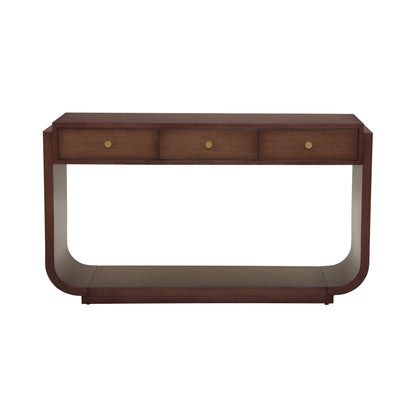 Classic-Style Console Table, 3 Storage Drawers, Display Shelf, Curved Legs, Painted Finish, Entryway/Hallway/Living Room, Walnut image 9
