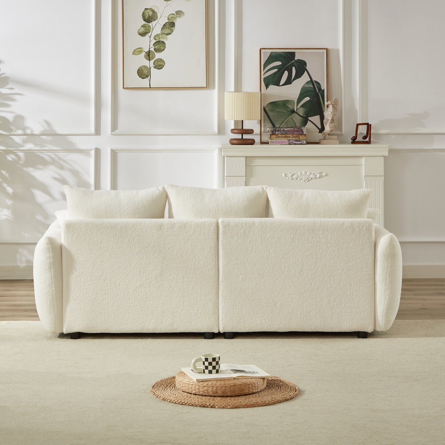 1 Seater + 3 Seater + 3 Seater, Combo Sofa Modern Living Room Sofa, Teddy Sofa, Wooden Frame, 7 Cushions, Apartment Sofa Furniture image 7