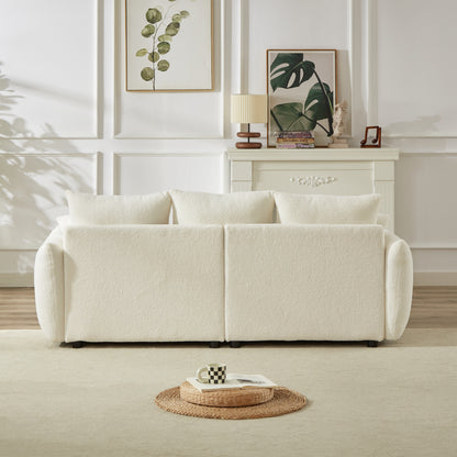1 Seater + 3 Seater + 3 Seater, Combo Sofa Modern Living Room Sofa, Teddy Sofa, Wooden Frame, 7 Cushions, Apartment Sofa Furniture image 7