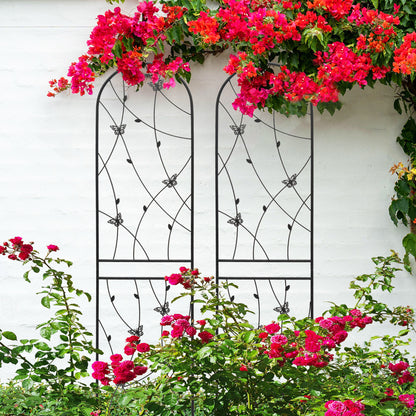 4 Pack Metal Garden Trellis 86.7" x 19.7" Rustproof Trellis for Climbing Plants Outdoor Flower Support Butterfly Deco Black image 7