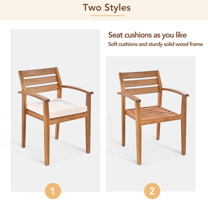 GO Outdoor Wood Dining Set For 7-8 Person, Outdoor Dining Furniture With Removable Cushions, Ergonomic Chairs And Bench, Thicker Table, Nature image 11