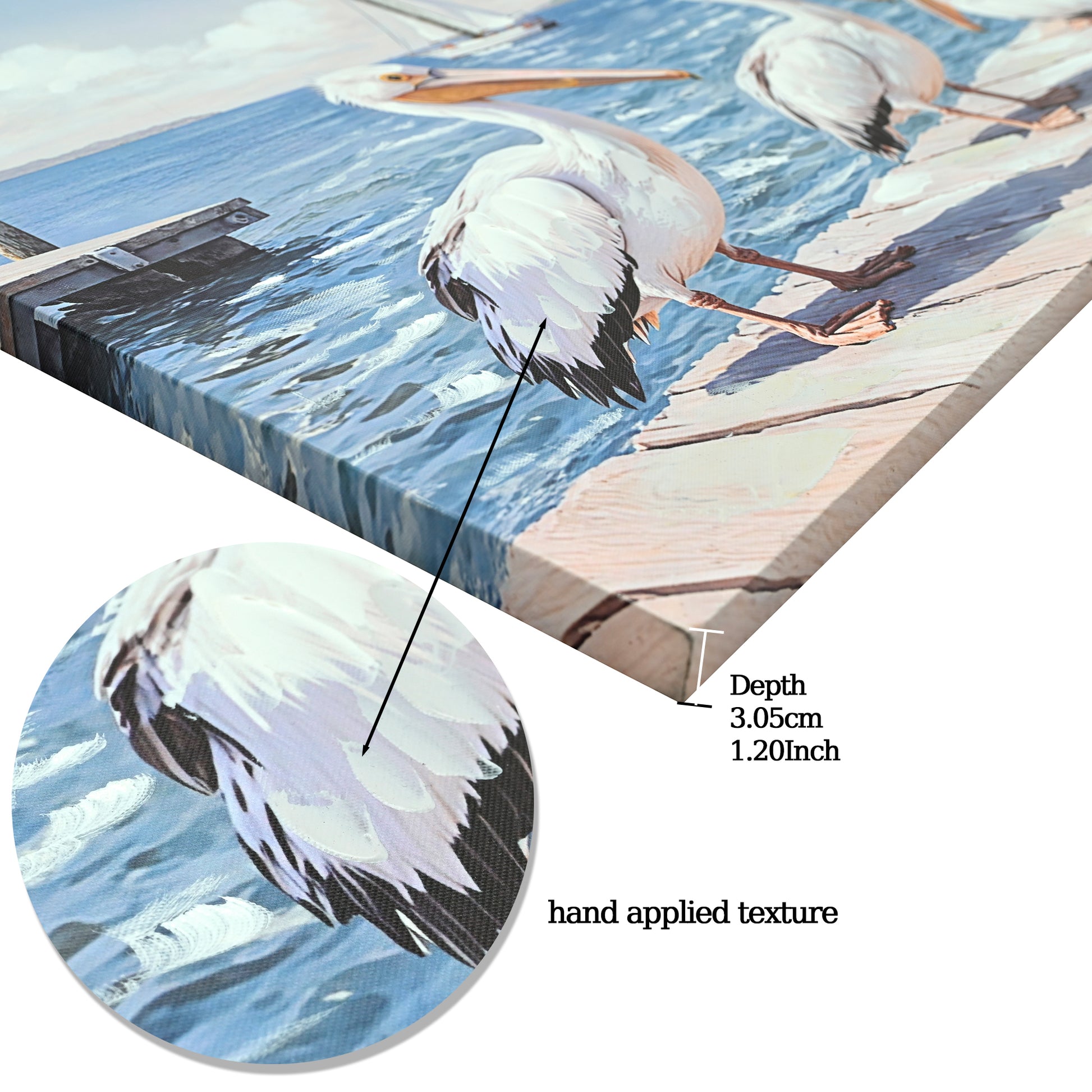 Beach Wall Art - Large Blue Ocean Seagull Canvas Pictures for Living Room Aesthetic Beach Birds Painting Prints Modern Coastal Seascape Artwork Wall Art for Bedroom Decoration 22" X 44" image 10