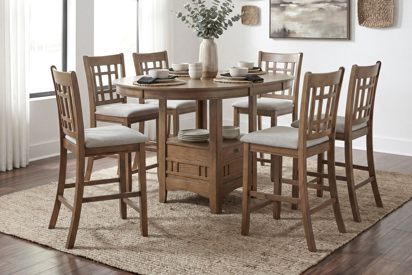 Brown Finish Counter Height Dining Chairs Set of 2 Padded Seat Upholstery Wood Frame Dining Kitchen Furniture image 10