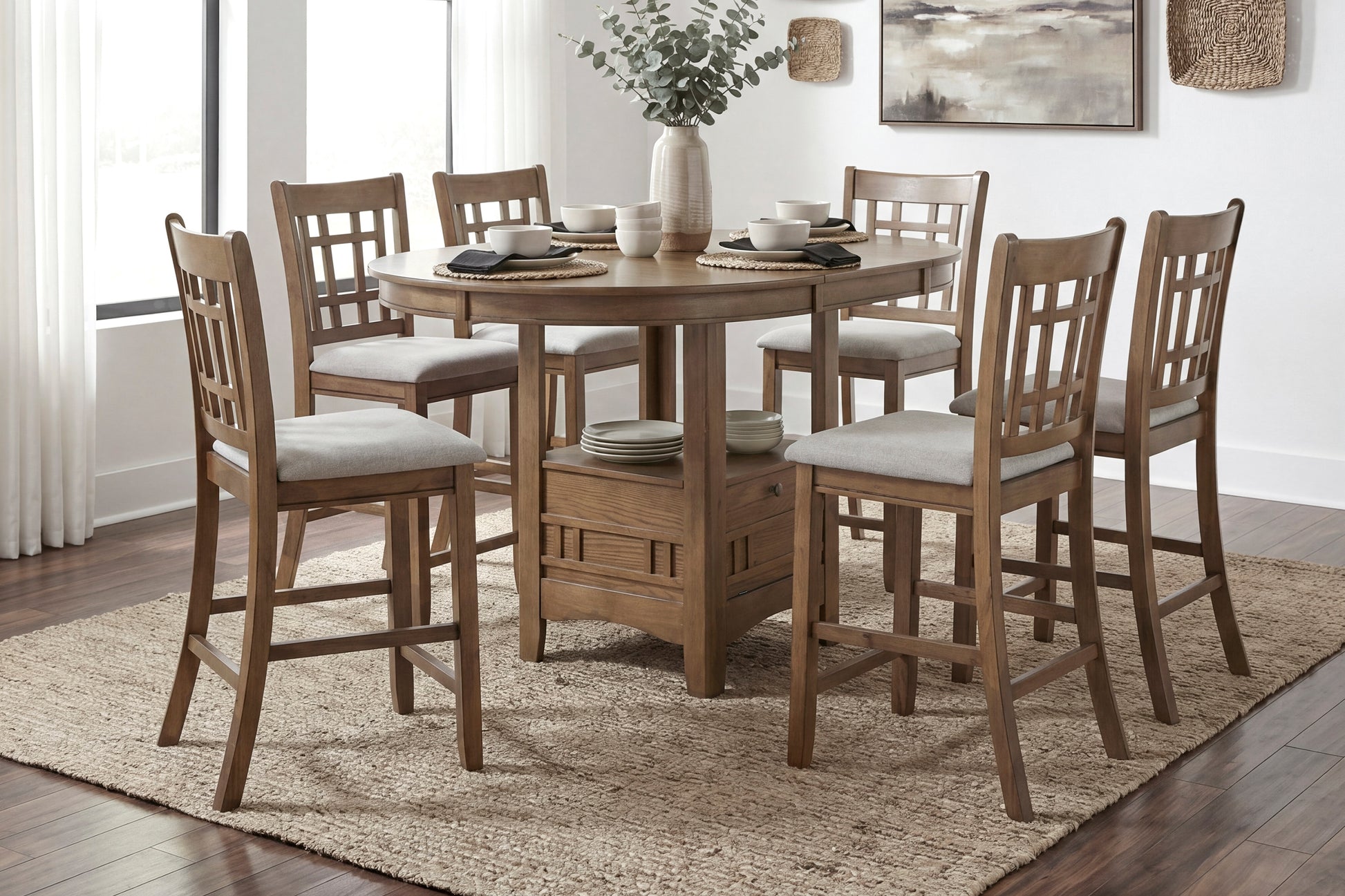 Brown Finish Counter Height Dining Chairs Set of 2 Padded Seat Upholstery Wood Frame Dining Kitchen Furniture image 10