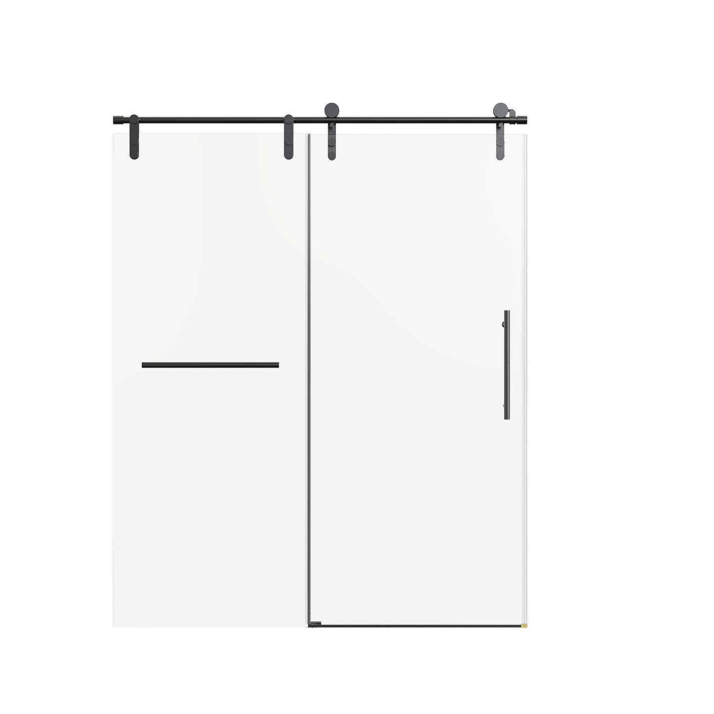 56-60" W * 76" H Frameless Single Sliding Shower Doors Without Soft-Close, Bathroom Sliding Shower Door With Towel Rail And Auxiliary Handle, 5/16" (8mm) Thick SGCC Tempered Glass Door, Matte Black image 11