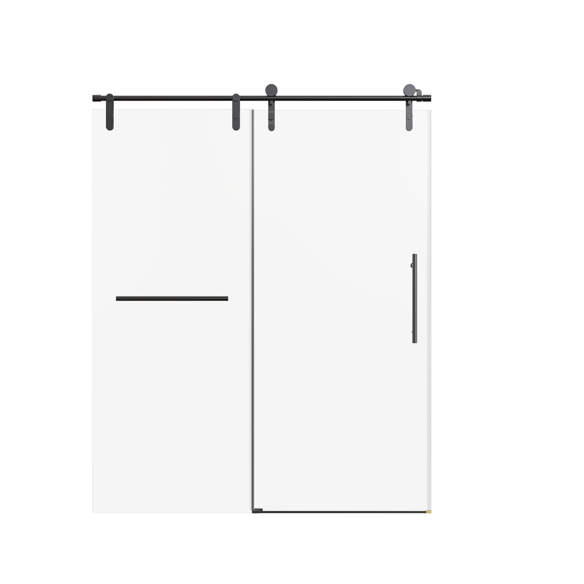 56-60" W * 76" H Frameless Single Sliding Shower Doors Without Soft-Close, Bathroom Sliding Shower Door With Towel Rail And Auxiliary Handle, 5/16" (8mm) Thick SGCC Tempered Glass Door, Matte Black image 11