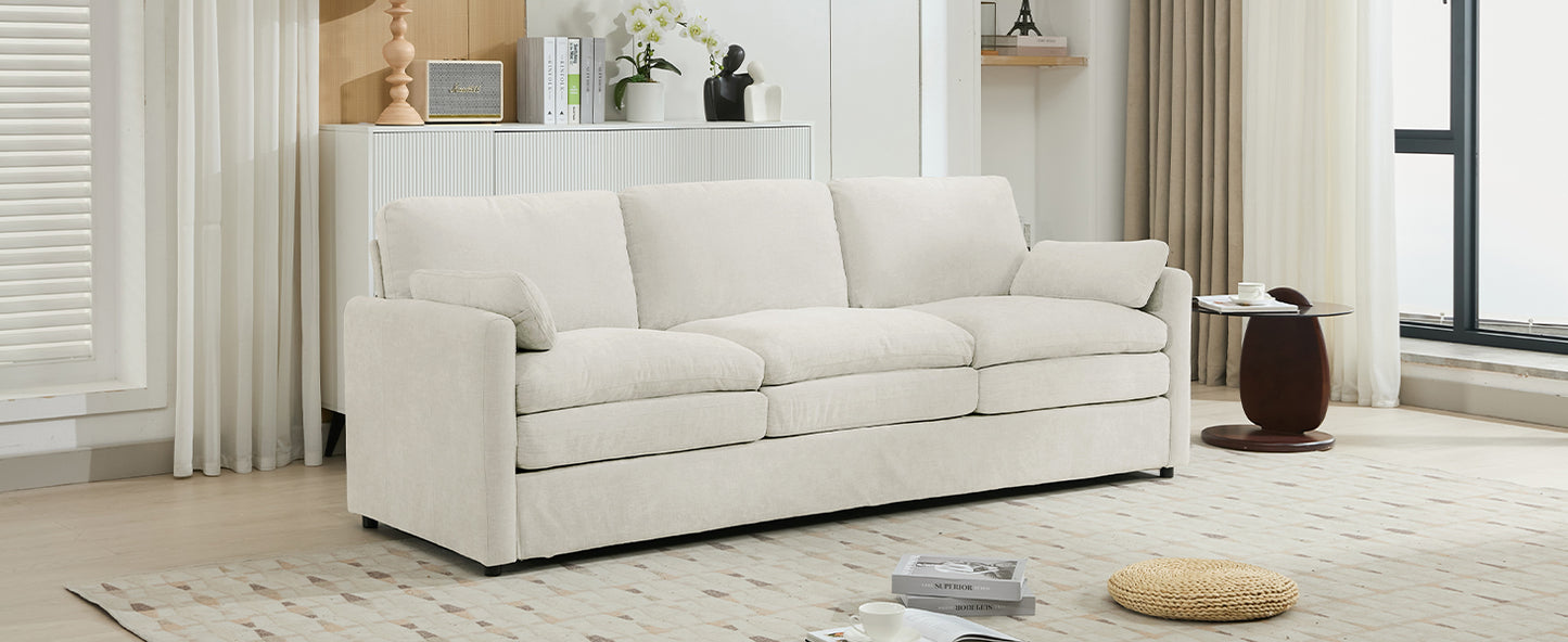89" Cozy Upholstered 3-seater Sofa Oversized Comfy Cloud Sofa Double Cushion 3-seater Sofa Plush Cushion Sofa Couch for Living Room, Beige image 7