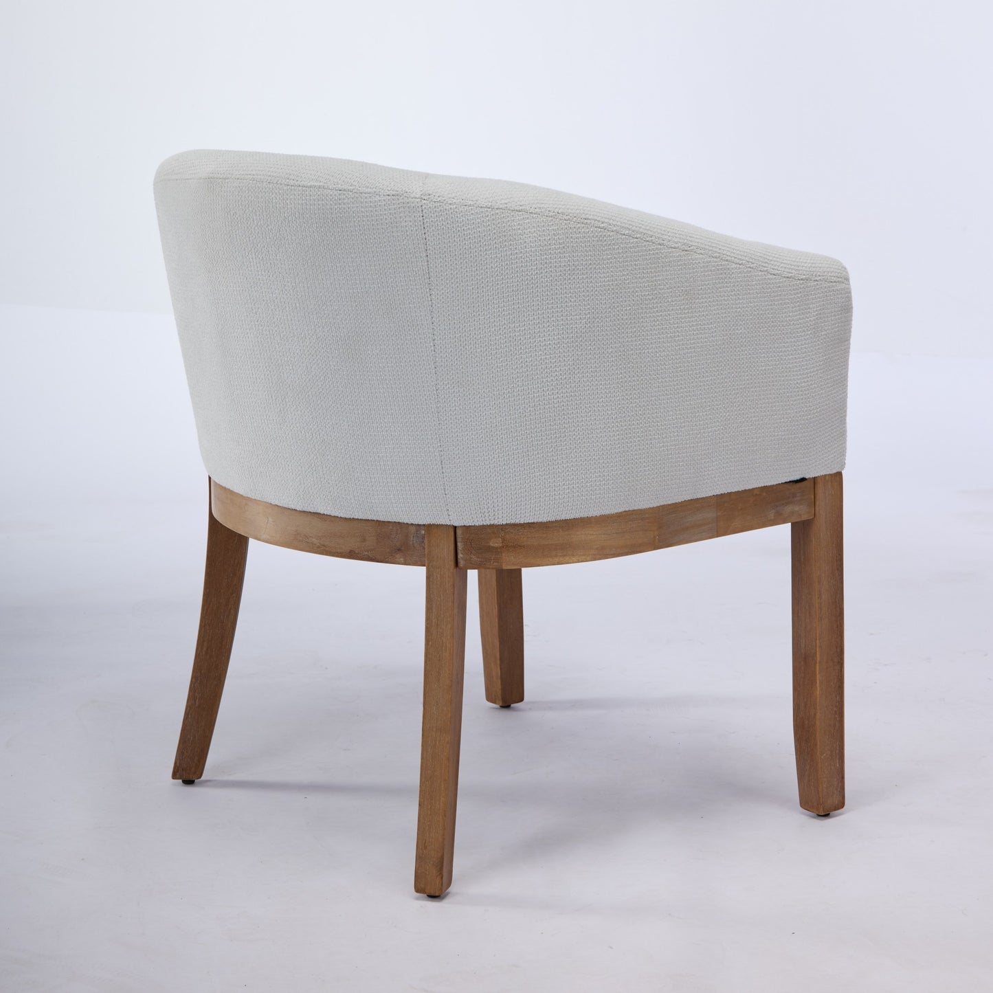 Mid Century Modern Upholstered Barrel Dining Chairs with Arms,Farmhouse Linen Kitchen & Dining Room Chairs with Natural Hardwood Frame, 19" W Accent Chairs for Living Room,Single Pack,Beige,SW1891BG image 6