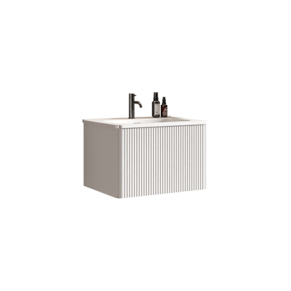 U059-Etna24W-301 Etna 24" Striped Soft White Bathroom Vanity with White Ceramic Sink, Wall Mounted Floating Bathroom Vanity for Modern Bathroom, One-Piece White Sink Basin without Drain, Pre-assembled image 8
