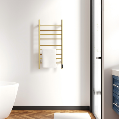 Brushed Gold Heated Towel Rack for Bathroom,Wall Mounted with Intelligent Touch Screen Timer, 9-Bar Towel Warmer, 304 Stainless Steel Polished, Plug-in/Hard-Wired image 5