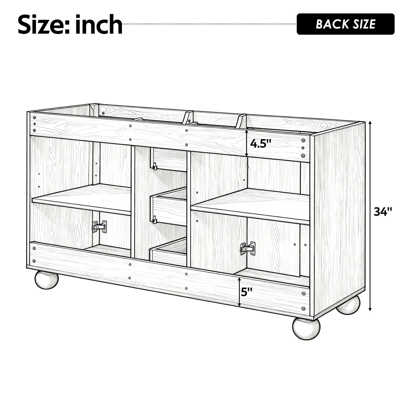 [Cabinet Only] 58.3" Bathroom Vanity Cabinet Only Without Vanity Top, 3 Drawers & 4 Doors, All Soft-Close, Adjustable Shelf, Wood Color image 4
